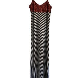 Anthropologie Red and Black Maxi Dress